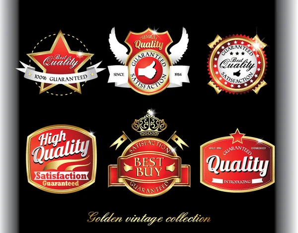 Vintage golden black premium quality labels — Stock Vector