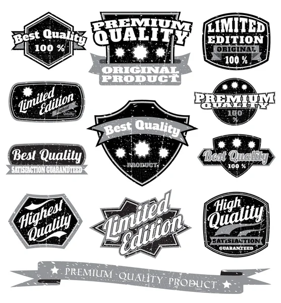 Collection of black labels — Stock Vector