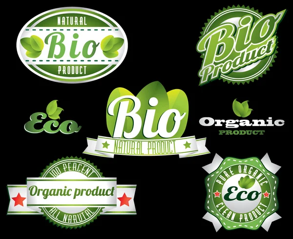 Collection of eco labels — Stock Vector