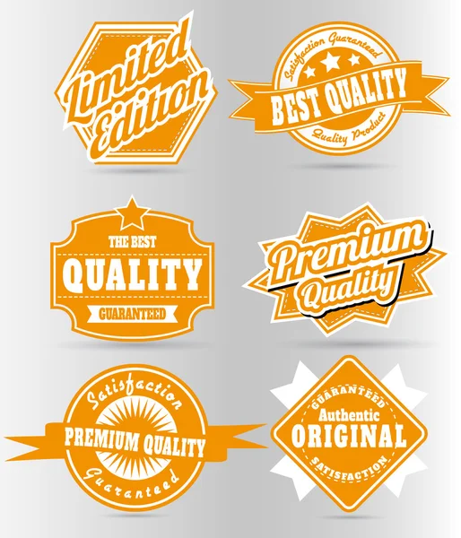 Etiquetas de calidad naranja — Archivo Imágenes Vectoriales