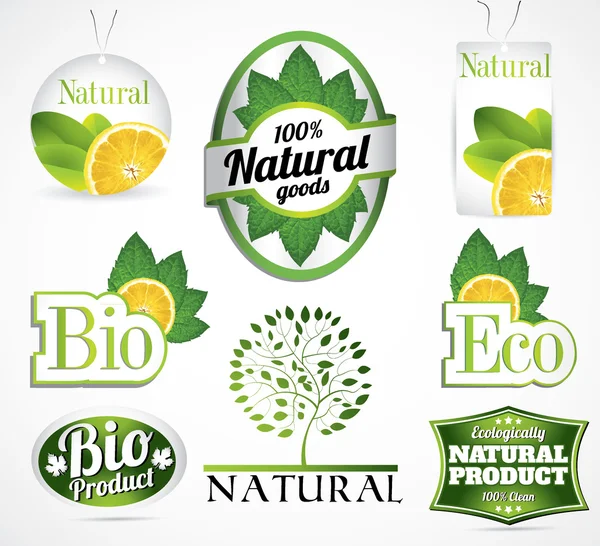 Etiquettes pour produits naturels — Image vectorielle