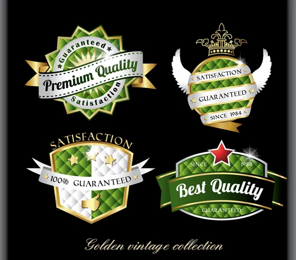 Green quality labels — Stock Vector