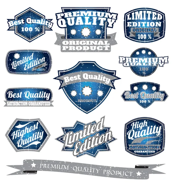 Blue vintage quality label — Stock Vector