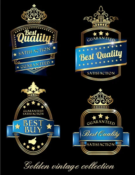 Retro golden quality labels — Stock Vector