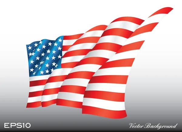 Ondeando bandera americana — Vector de stock