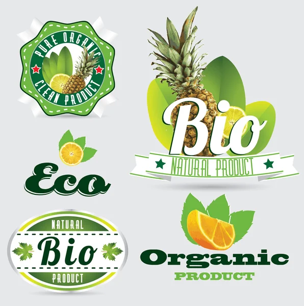 Etiquetas para productos naturales — Vector de stock