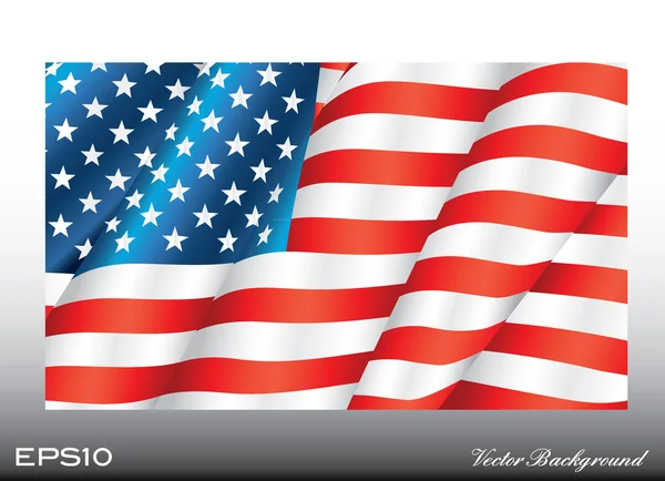 Ondeando bandera americana — Vector de stock