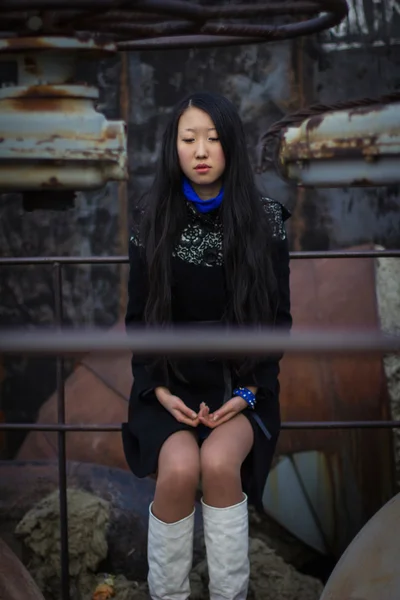 Sad girl in coat — Stock Photo, Image