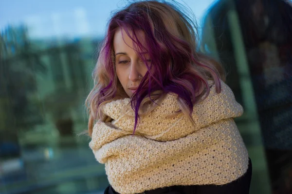 Beautiful portrait of a girl with colored hair — Stock Photo, Image