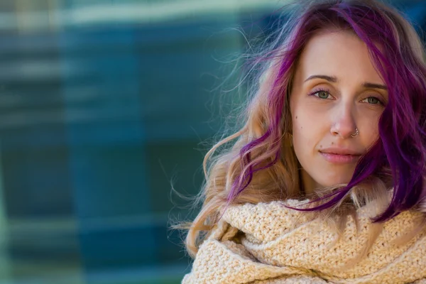 Beautiful portrait of a girl with colored hair — Stock Photo, Image