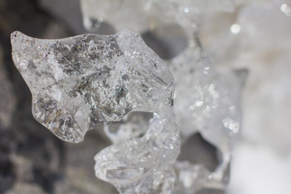 Ice floe and sun on winter Baikal lake
