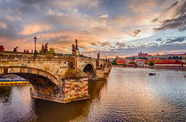 Image Ville Prague Avec Pont Charles — Photo