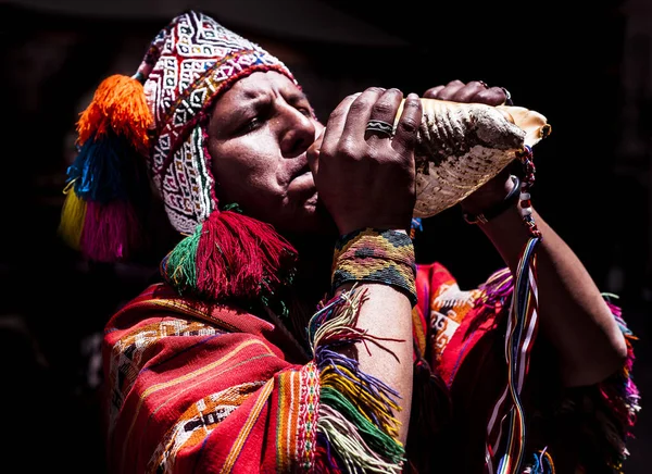 Cuzco Peru January 2020 Keturunan Inca Masih Melakukan Ritual Pegunungan — Stok Foto