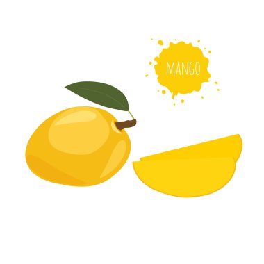 Beyaz arkaplanda sarı mango izole edilmiş.