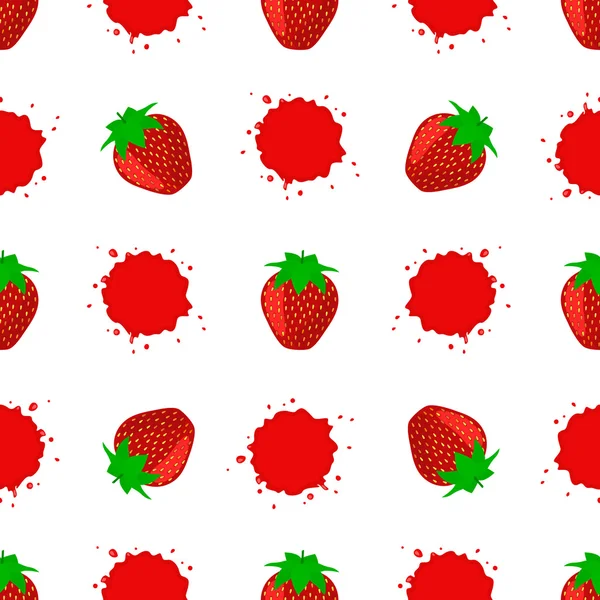 Seamless Pattern with Juicy Ripe Strawberry. — Stock Vector