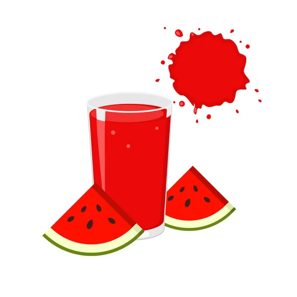 Wassermelonensaft und Scheiben. — Stockvektor