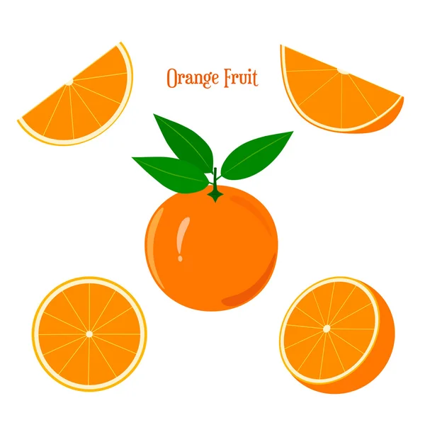 Ripe Juicy Orange Fruit on a White Background — Stock Vector