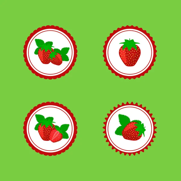 Stickers Design avec Fraise mûre juteuse . — Image vectorielle