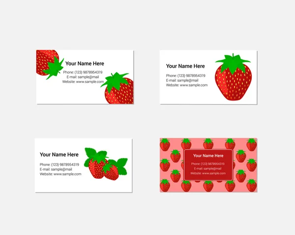 신선한 딸기와 비즈니스 카드 디자인. — 스톡 벡터