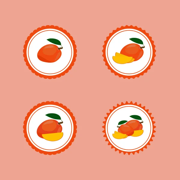 Adesivi di design con Ripe Yummy Mango . — Vettoriale Stock
