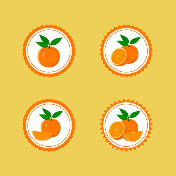 Adesivi di design con Juicy Orange . — Vettoriale Stock