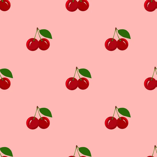 Modèle sans couture avec des fruits mûrs juteux de cerise — Image vectorielle