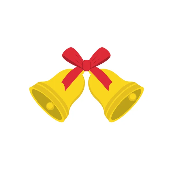 Kırmızı yay ile altın Noel çanları