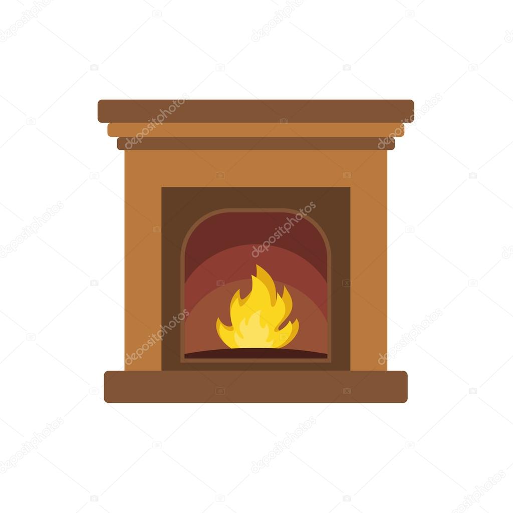 Cozy Christmas fireplace in flat style vector format
