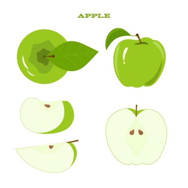 Beyaz bir arka plan üzerinde izole sulu yeşil elma kümesi