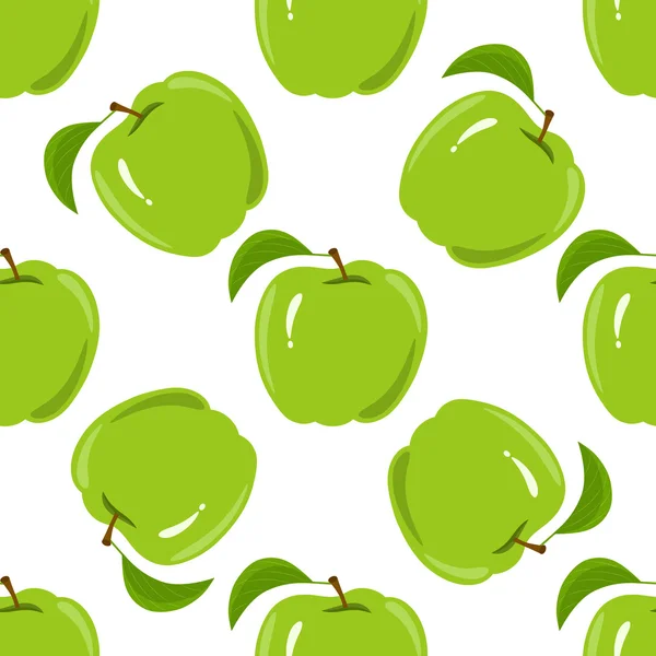 Textura perfecta con un patrón de manzanas verdes — Vector de stock