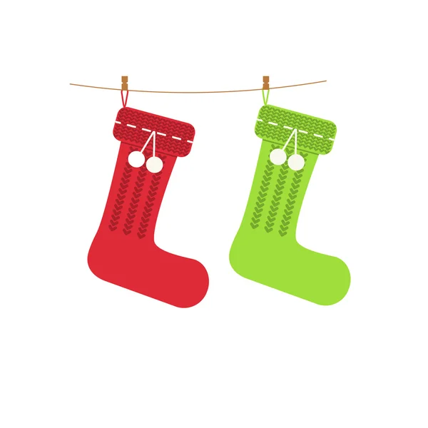 Traditional Christmas knitted stocking  for holiday gifts. — Stock Vector