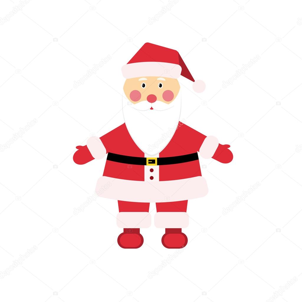 Dear Christmas character Santa Claus in traditional costume in flat style.