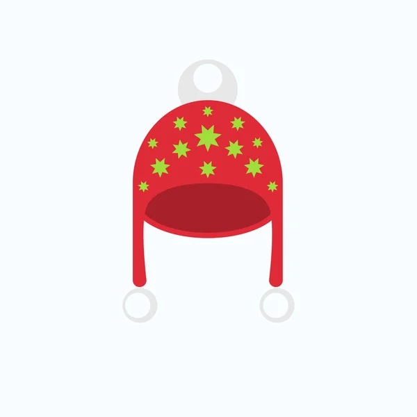 Czerwony zimą ciepłą czapkę z postać w stylu płaski. — Wektor stockowy