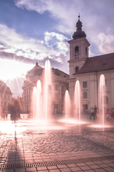 Großer Platz in Sibiu Stockbild