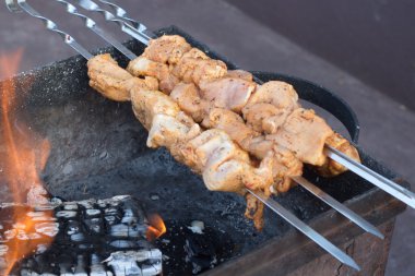 Barbecu ızgara ve kömür