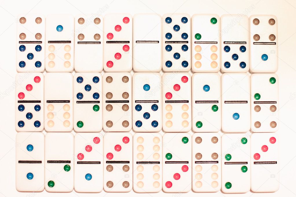 dominoes with colored dots , isolated on white background