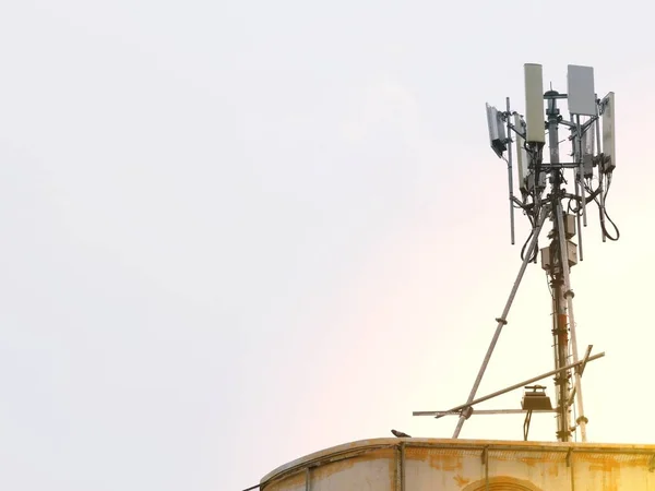 Telephone towers installed on the building.