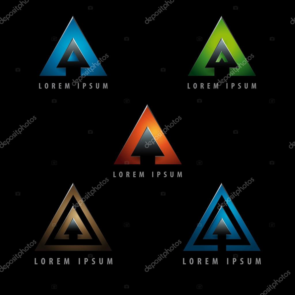 Dynamic arrow shaped design logo element with emboss and 3d effect - negative