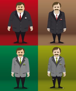 Human character in four different financial situations clipart