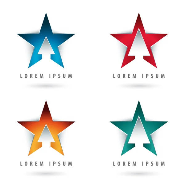 Logotipos en forma de estrella — Vector de stock