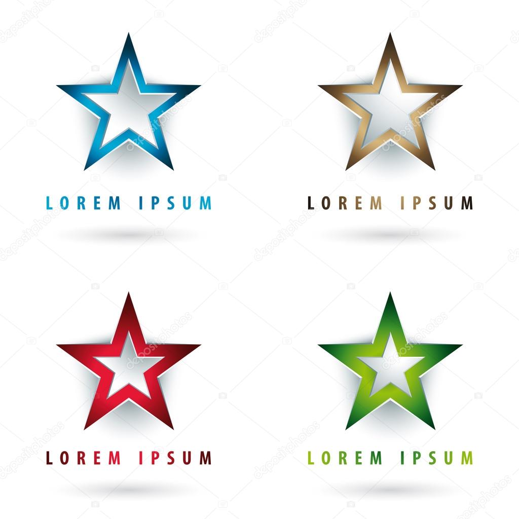 Set of modern logos with star shape and 3d effect
