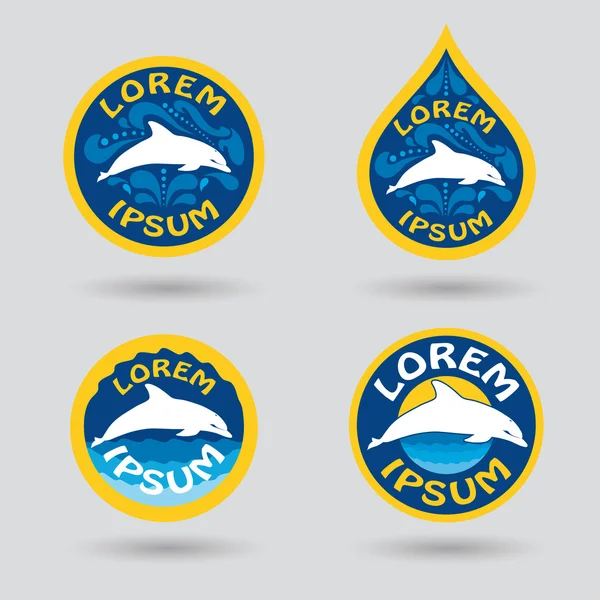 Logo del club di nuoto o sport con illustrazione dei delfini — Vettoriale Stock