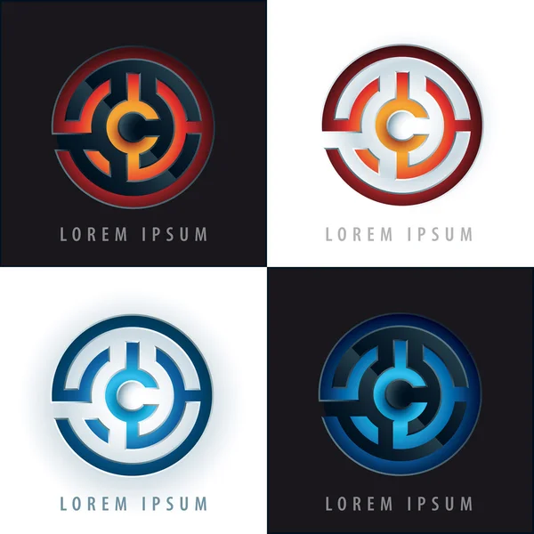 Labyrinth Logo Design mit 3D Effekt — Stockvektor