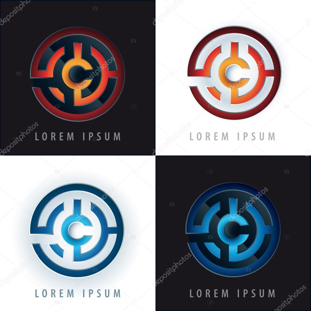 labyrinth logo design with 3D effect