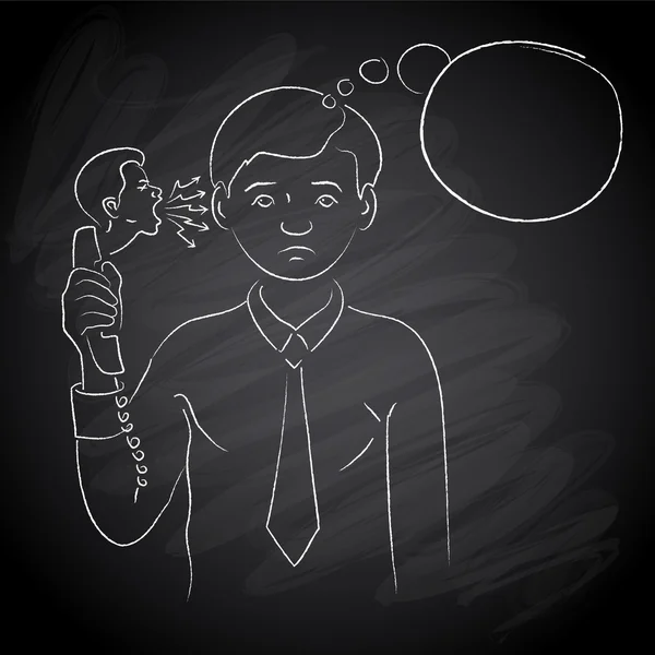 Freehand drawing illustrating a tense phone call — Stock Photo, Image