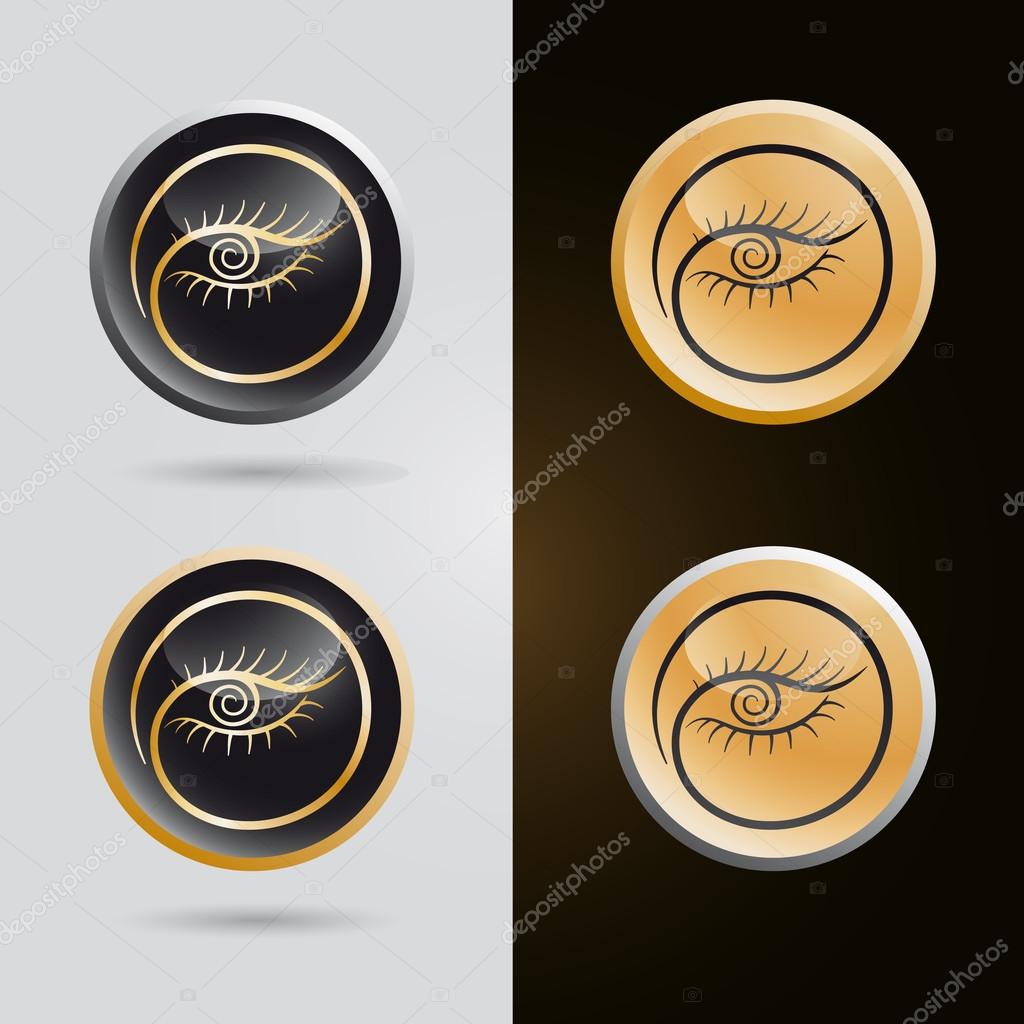 Logo set, tag for makeup services with organic eyelash, eye design