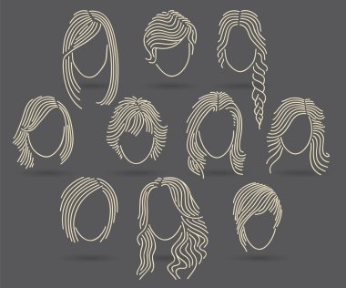 el kadınlar saç stil kümesi çizimi