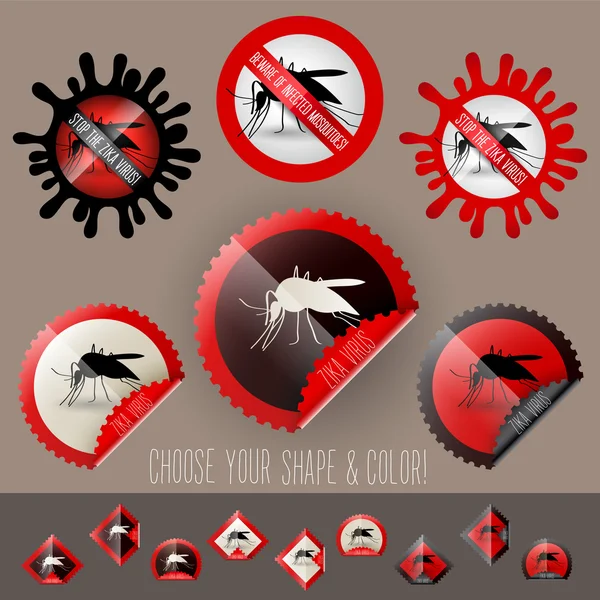 stock vector infected mosquito icon awareness vector set in stamp shape