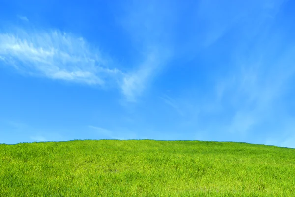 Grüner hügelblauer Himmel. — Stockfoto