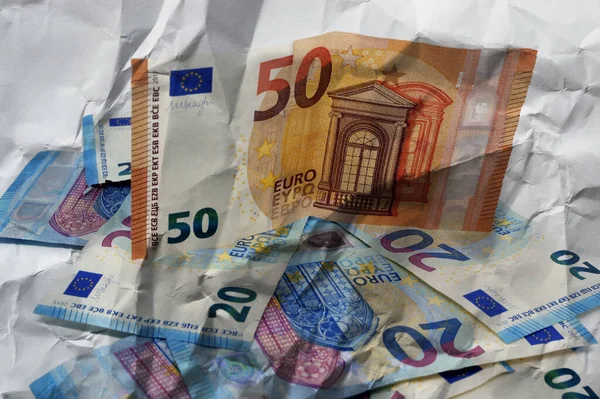 Euro banknotes.Pile of paper euro banknotes.Euro European currency - money.Euro cash background.